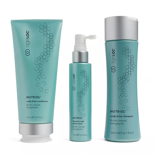 ageLOC Nutriol Scalp and Hair System – Nu Skin hair care system with shampoo, conditioner and serum | Nuveska Australia